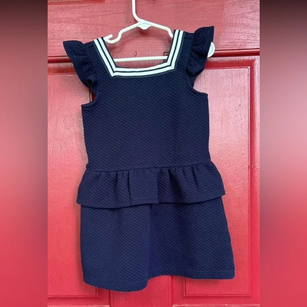 Janie and Jack Girls Dress Size 4 navy blue nautical preppy